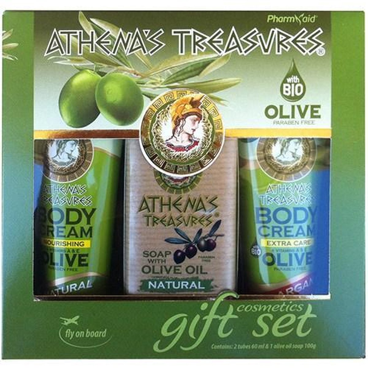 Pharmaid Athenas Treasures Cadeauset 21 | 2 bodycrèmes 60ml | Olijfolie zeep 100gr| Cadeau Arganolie