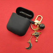Cover Case voor Apple AirPods 1 en 2 (Siliconen) - Maan en Saturnus