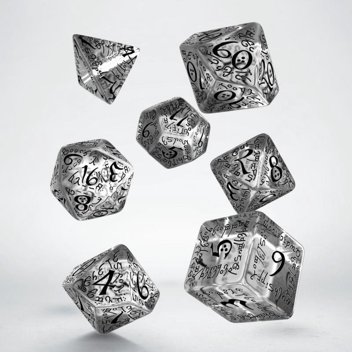 Elvish Translucent & black Dice Set polydice
