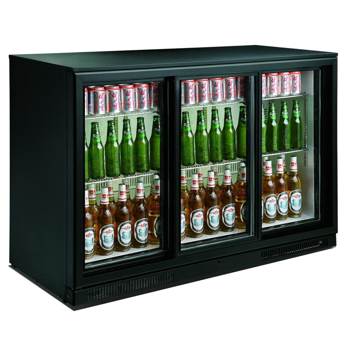 Horeca Barkoeler 3 Schuifdeuren Zwart | 298 Liter