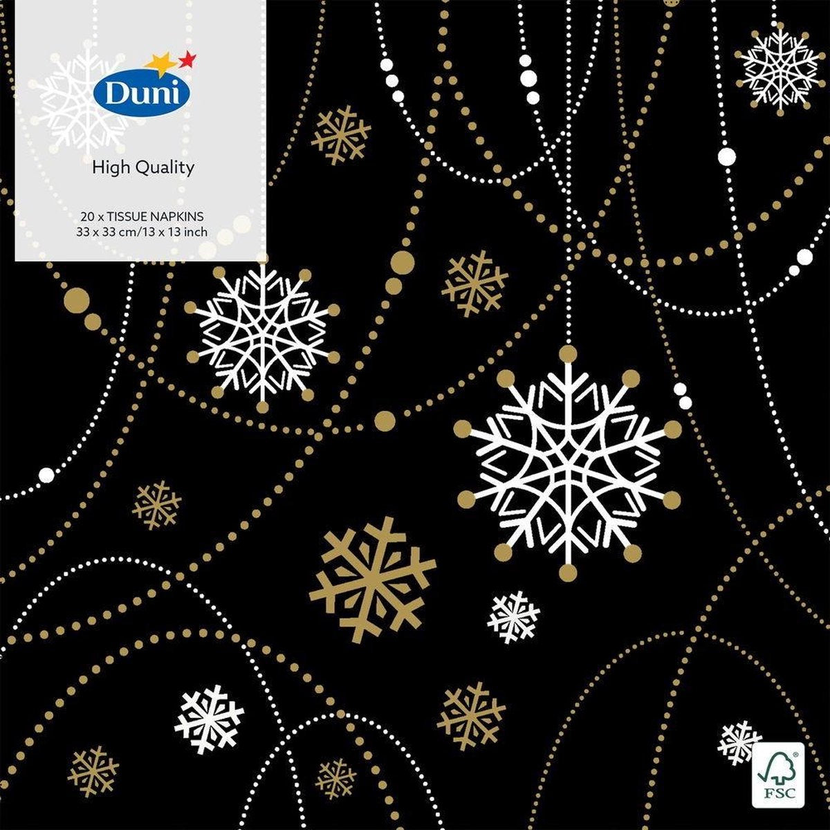 Duni Servetten Snow 3-laags 33 X 33 Cm Papier Zwart 20 Stuks