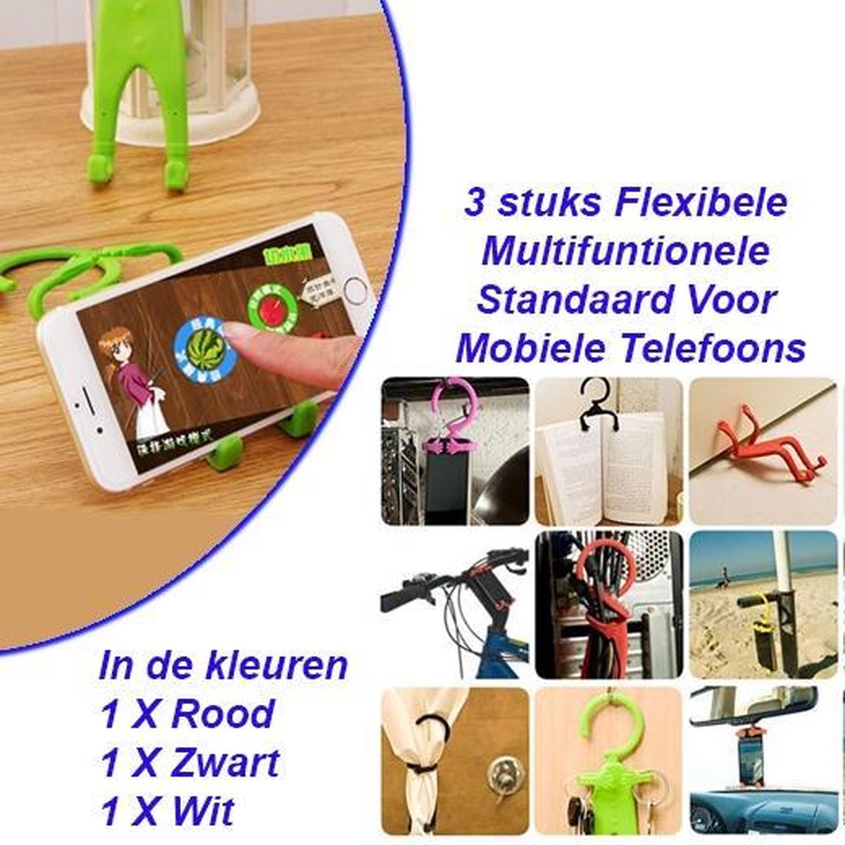 3 stuks Flexibele Multifuntionele Standaard Voor Mobiele Telefoons