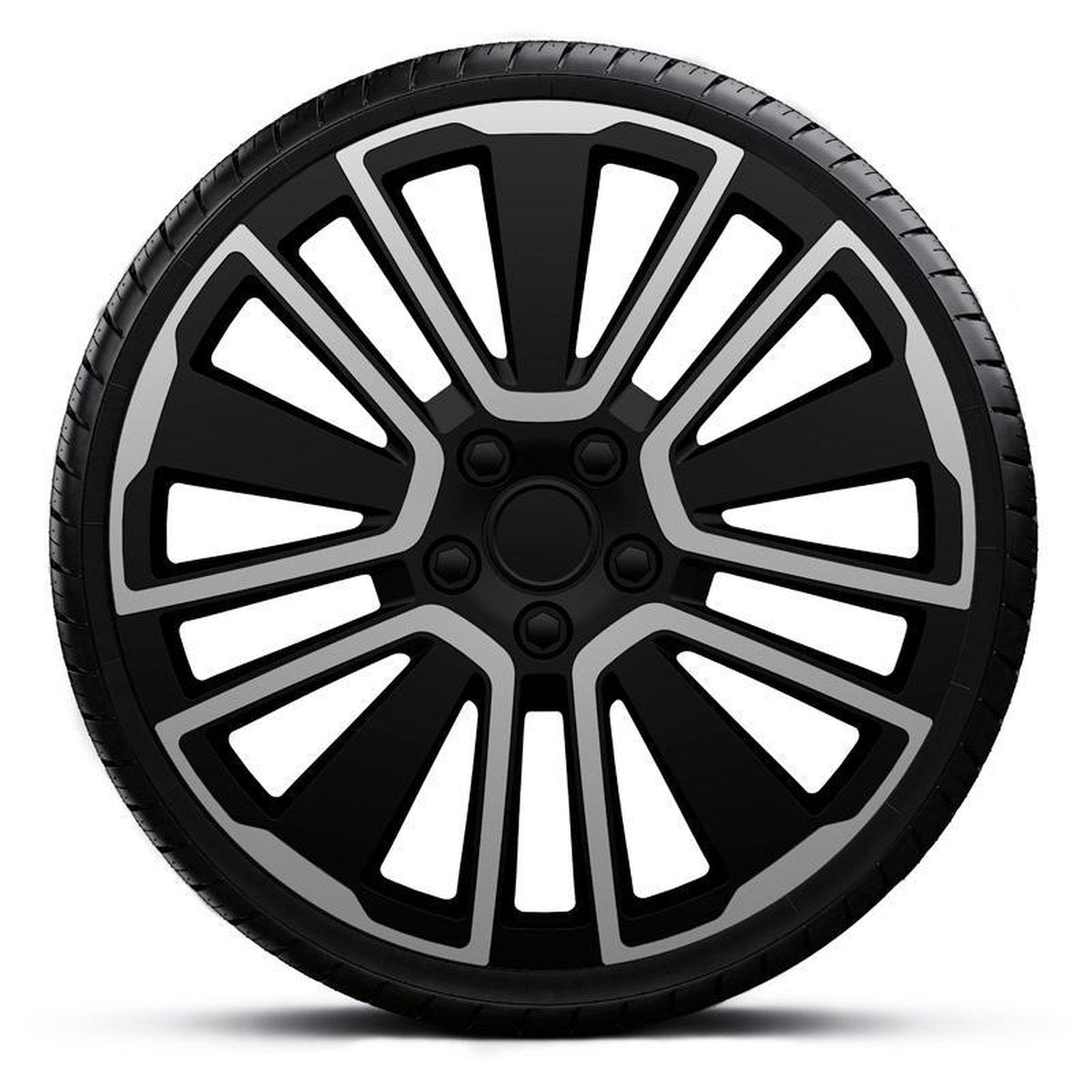 4-Delige J-Tec Wieldoppenset Scuba 15-inch zilver/zwart