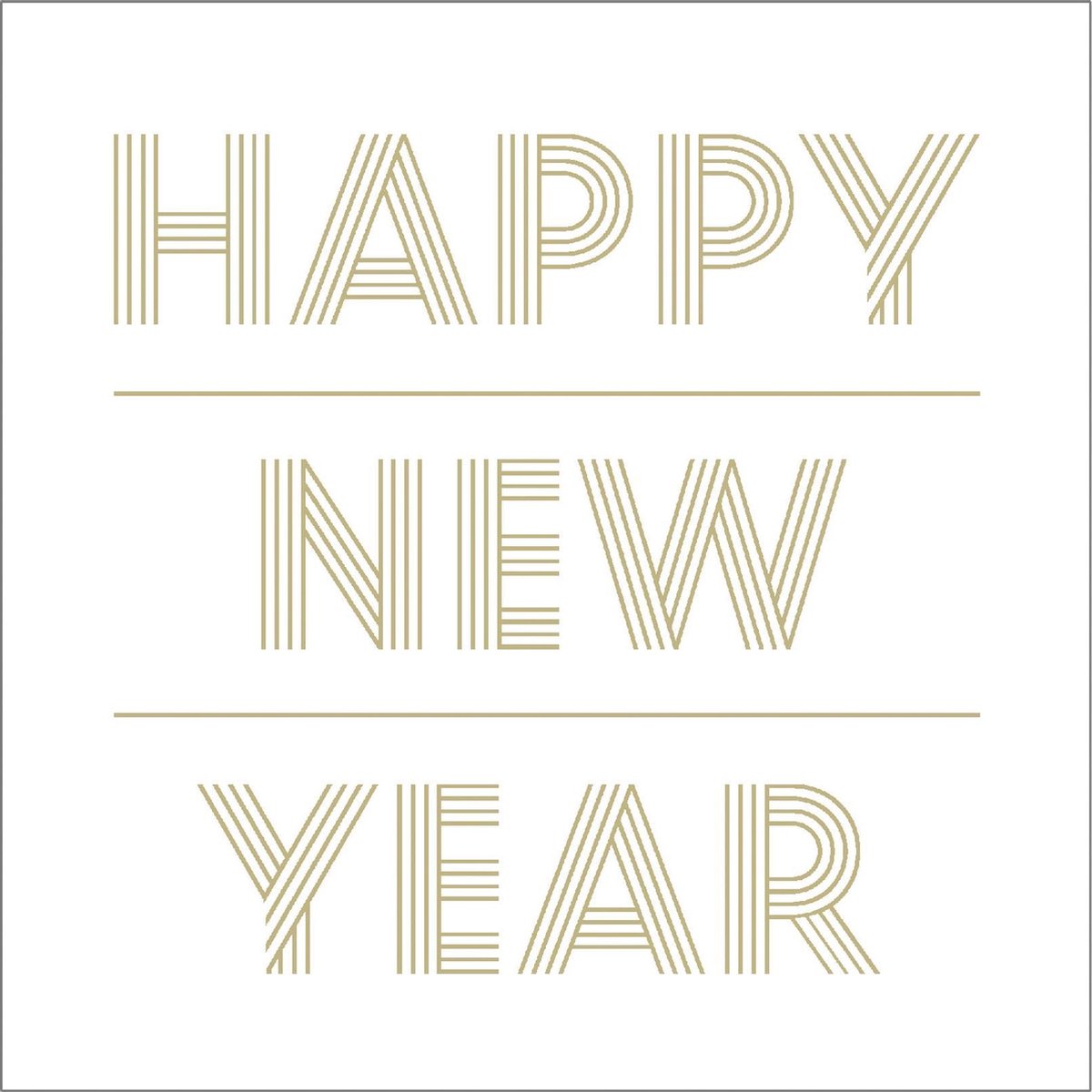 J-Line Pak 20 Servetten Happy Newyear Papier Wit/Goud Small