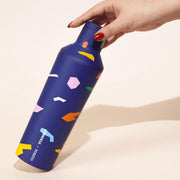 Corkcicle Canteen - 475ml 16oz. Poketo Blue Confetti Waterfles en Thermosfles - 3wandig - 25uur koud en 12uur warm - meerkleurig - BPA vrij - grote opening voor ijsklontjes