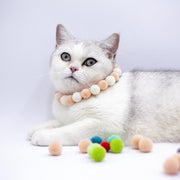Pepets - Handgemaakte Halsband Kat Pompons - Halsband Kat - Kattenhalsband - Katten Halsband - Halsband kitten - Maat S - poederroze en vieuxroze