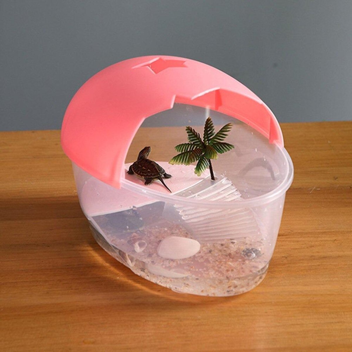 Dierplezier  Schildpad verblijf - Schildpaddenverblijf met dak - schildpaddenbak - Terrarium schildpad - 25cm x 17 cm Smal - Opvangbak schildpad