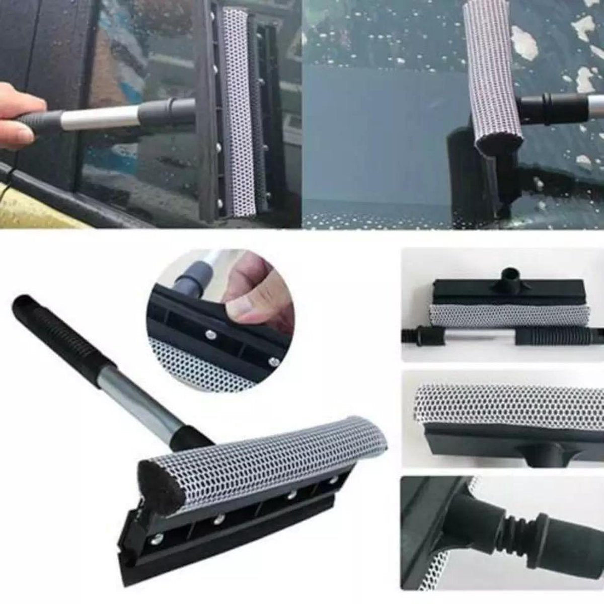 Uitschuifbare raamwisser / raamtrekker met plastic handvat 40 - 70 cm - Telescopisch/Uitschuifbaar - Raamtrekkers / ramenlapper - Insecten spons & trekker - Auto
