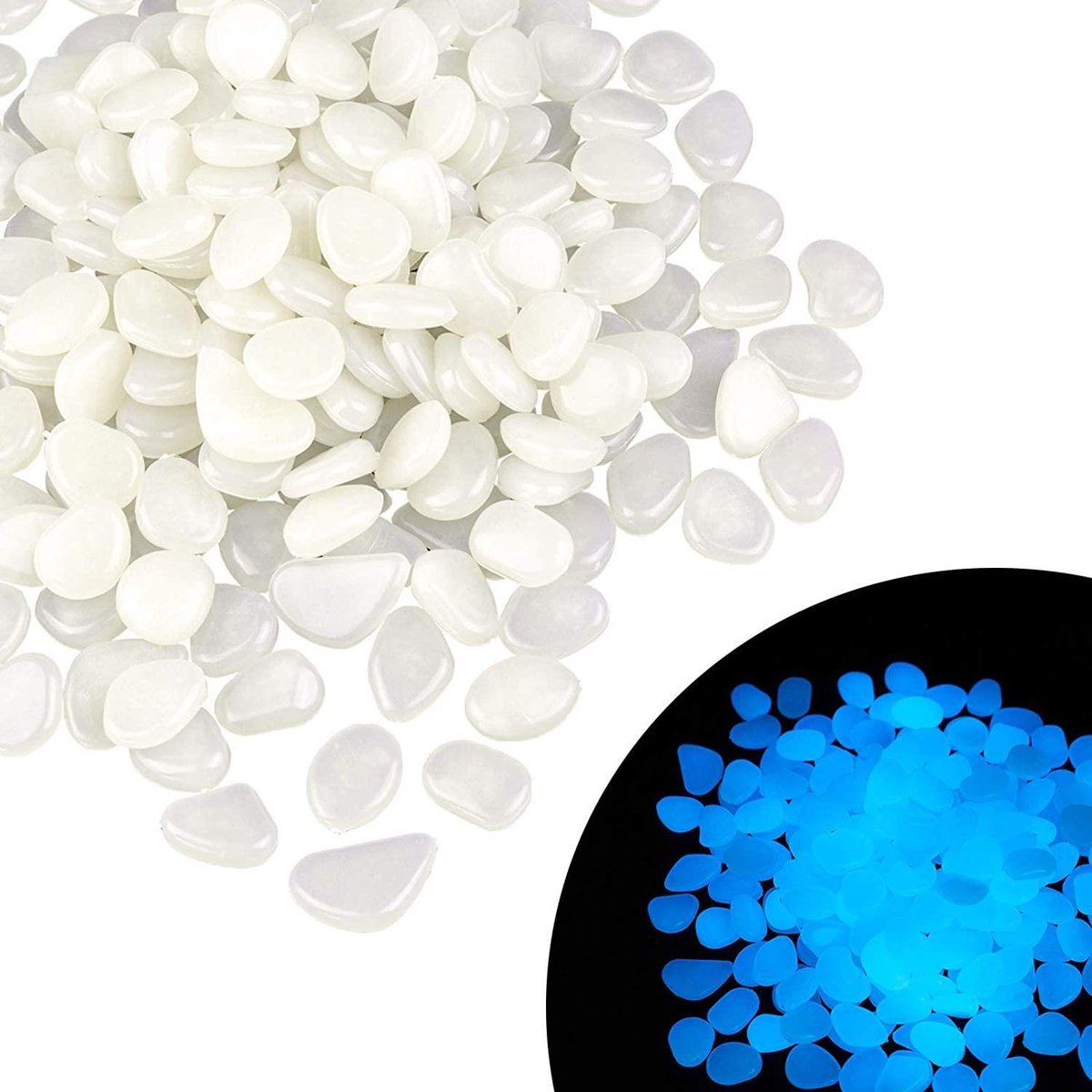 Glow In The Dark Stenen | Decoratie Stenen | Pebbles | Aquarium Steentjes | Tuin Stenen | WIT | 30 Stuks