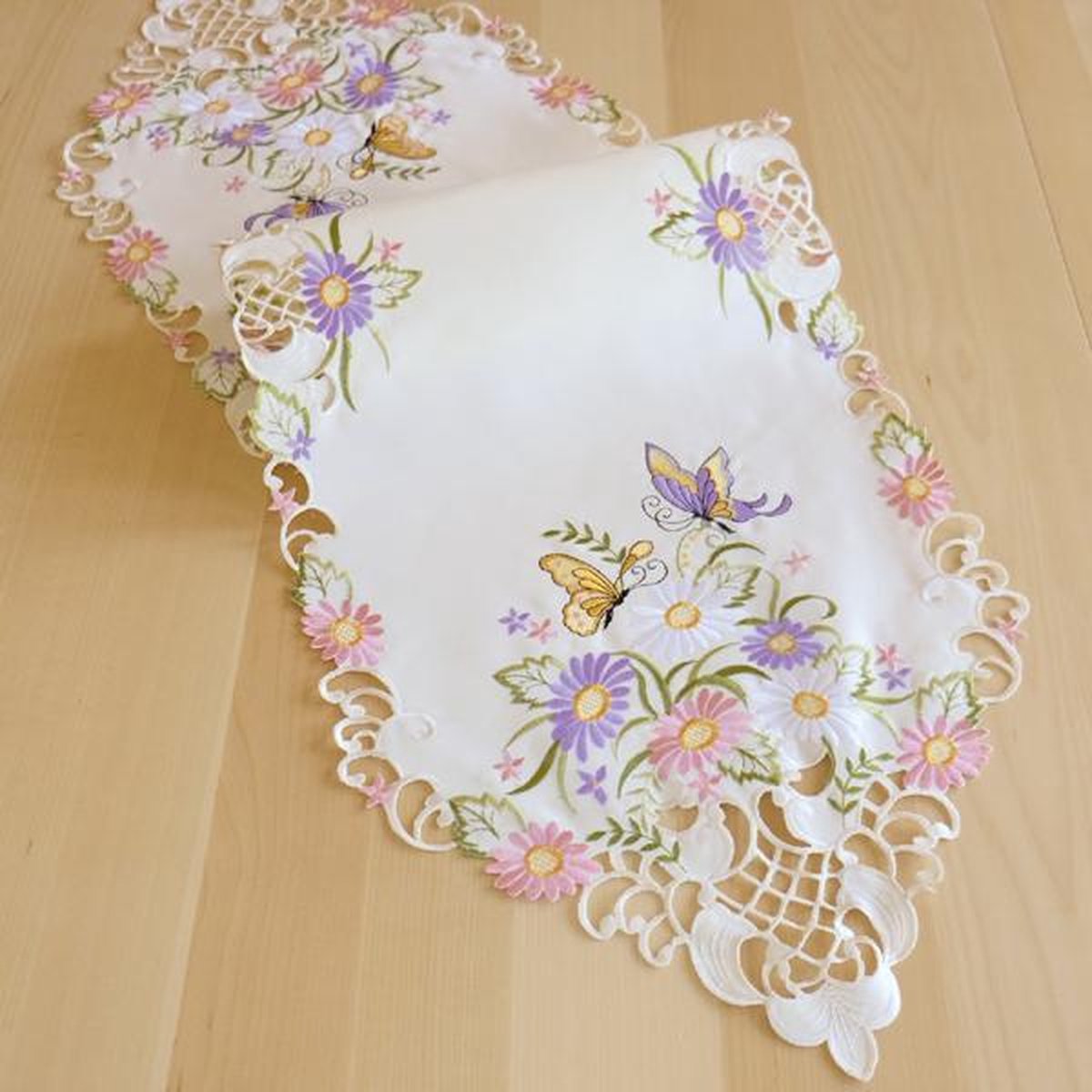 Tafelkleed serie - Vlinders en bloemen - Loper 140 cm