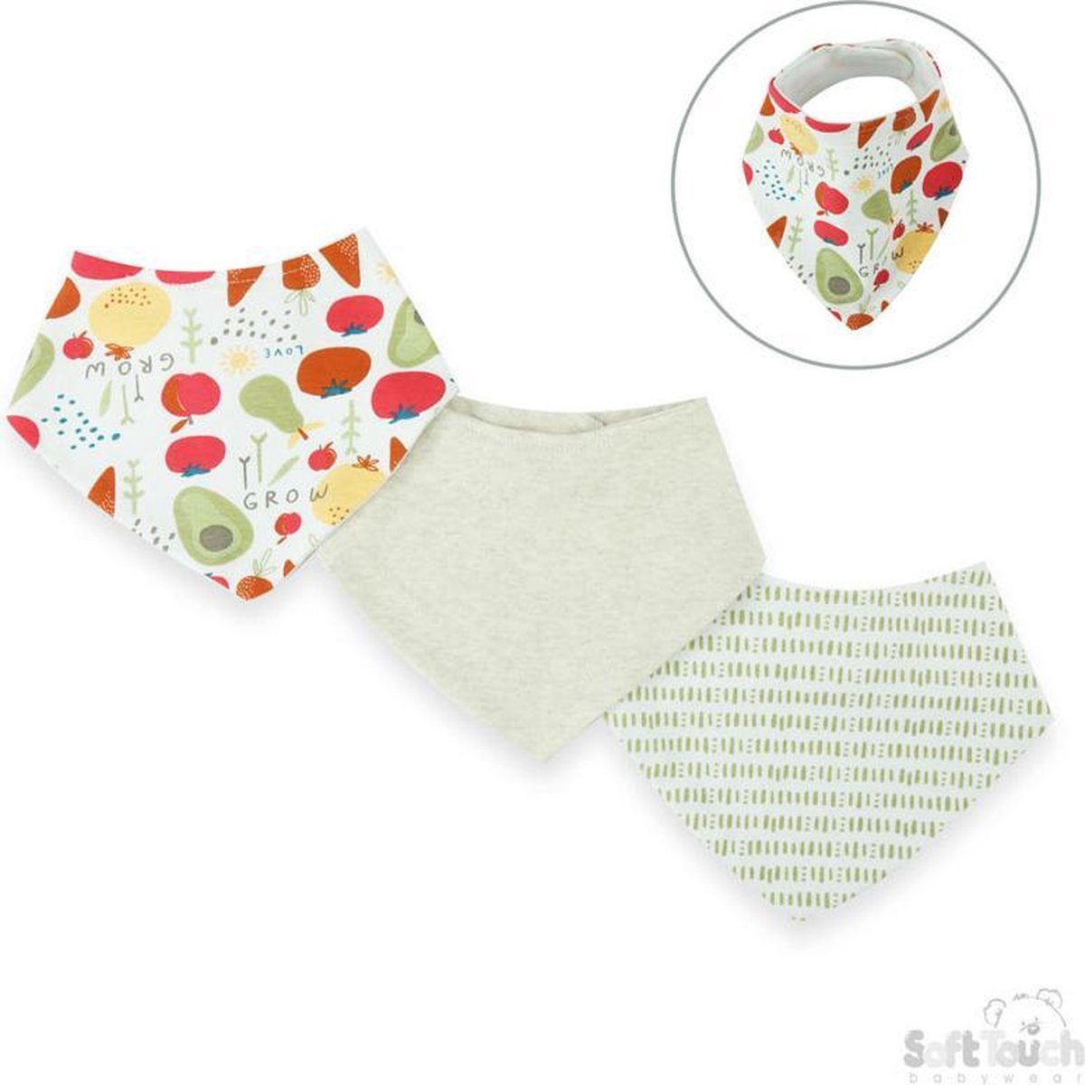 Soft Touch Bandana-slab Home Grown 30 X 38 Cm Katoen Beige 3 Stuks