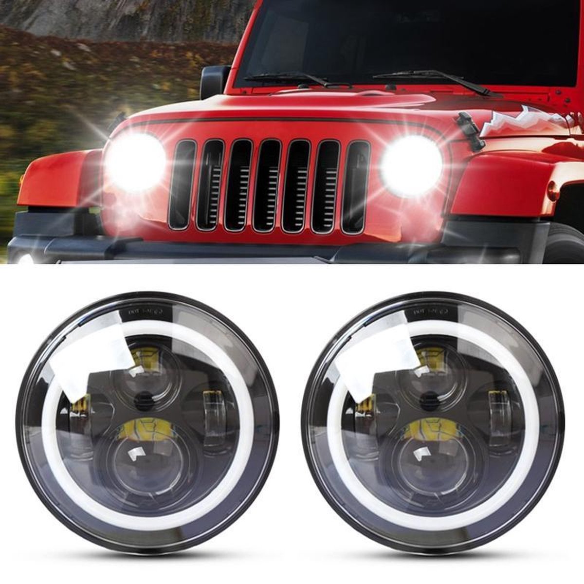 2 STKS 7 inch IP68 Waterdichte 6500 K 75 W CREE LED Koplamp Hi / Lo Beam Rijden Lamp voor Jeep Wrangler JK TJ LJ