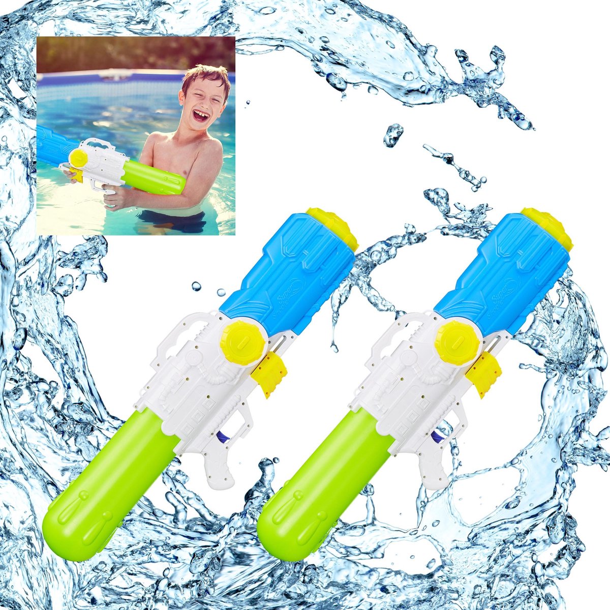 relaxdays 2 x waterpistool groot - waterspeelgoed - supersoaker - super soaker - 3.2 L