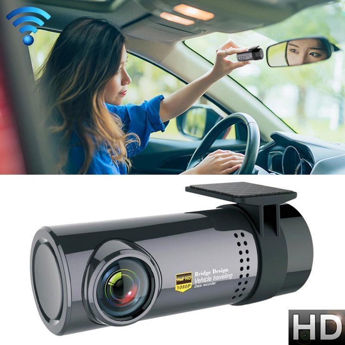 Mini Autodashcamera WiFi-monitor Full HD Dashcam Videorecorder Camcorder Bewegingsdetectie
