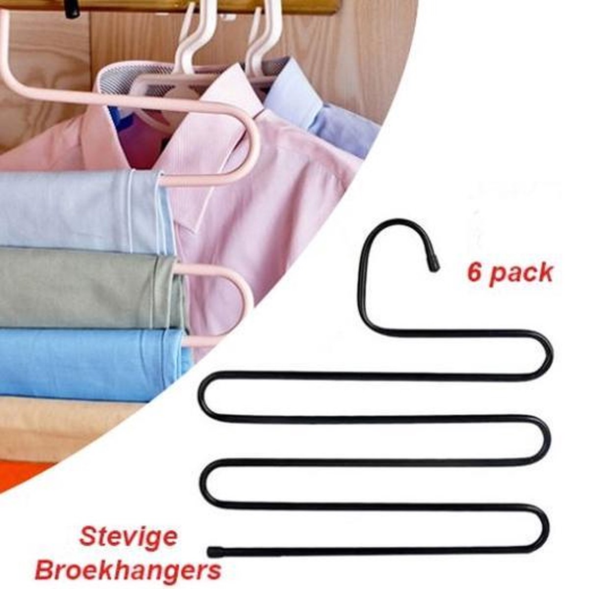 6-Stuks Ruimtebesparende en Stevige Kledinghangers in Wit