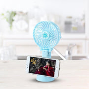 TDR - Draagbare Ventilator - oplaadbaar met USB - kan mobiel op voet plaatsen - perfect voor op op reis