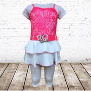 Tuniek met legging fluor wit roze 86/92
