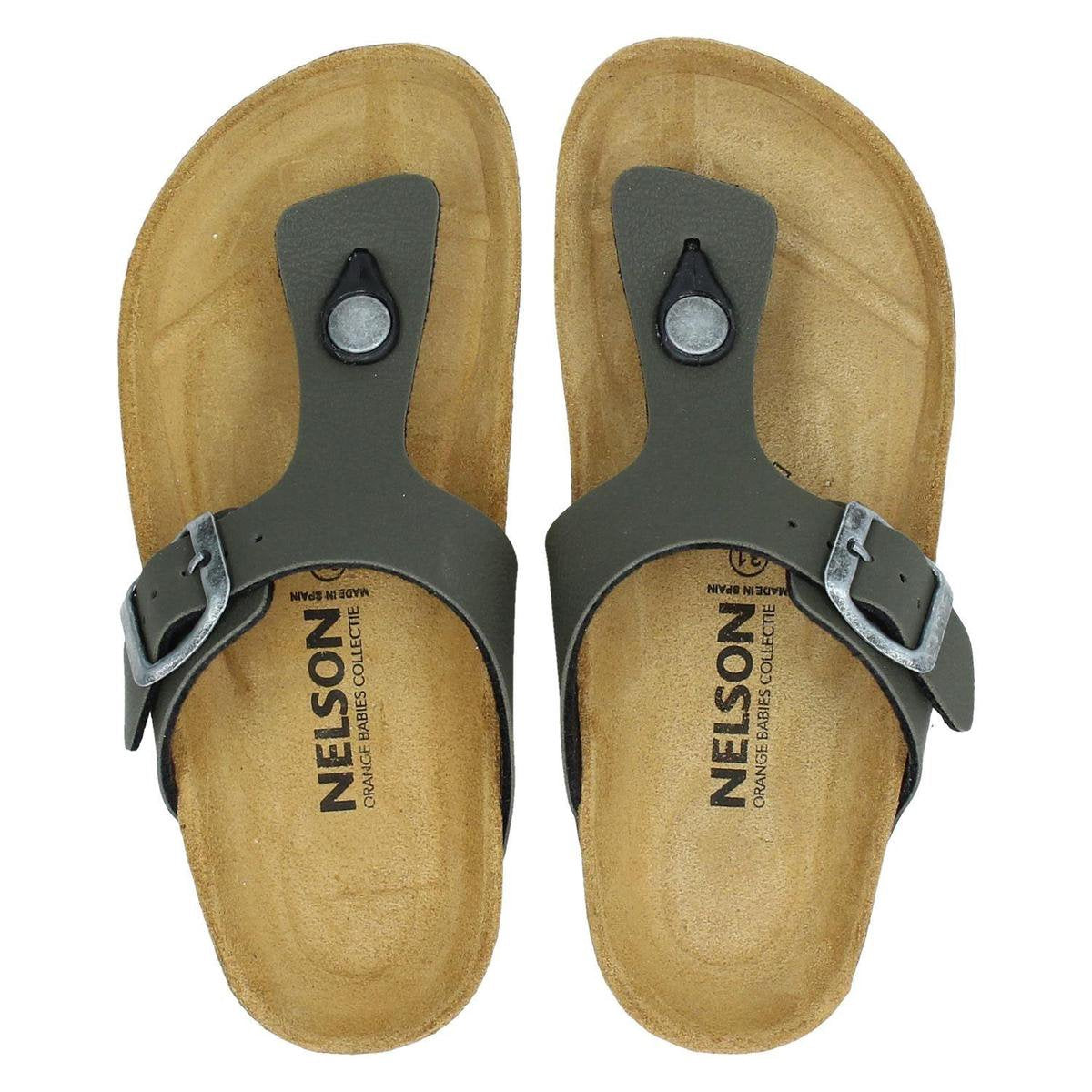 Nelson Kids jongens slipper - Kaki - Maat 33