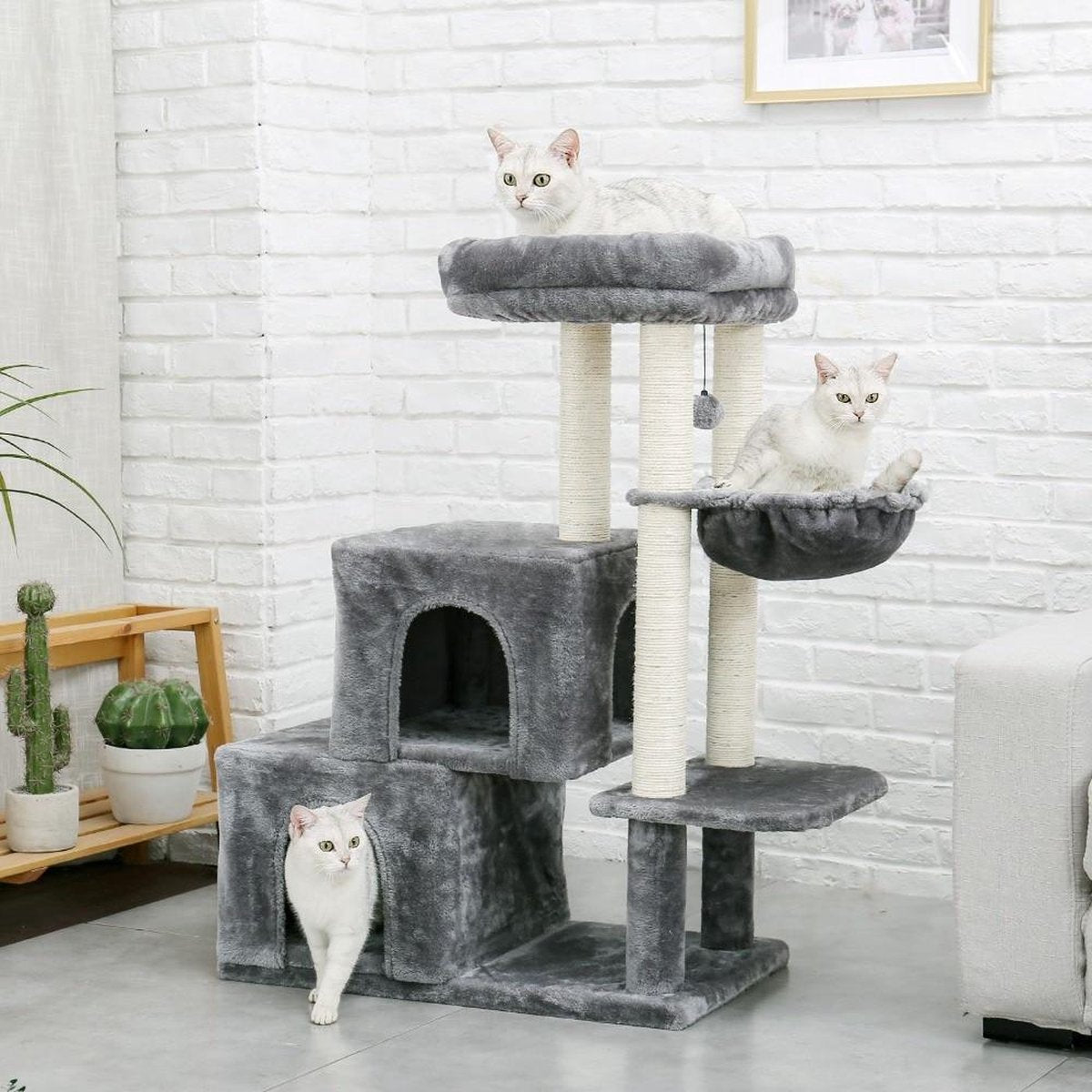 TBG Huisdier Krabpaal Condo Huis Scratcher Krabpaal Klimboom Speelgoed voor Kat Kitten Beschermende Meubels AMT0060GY