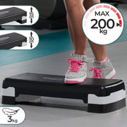 Aerobic stepboard - Fitness stepboard - Stepbench - Cardiotraining - Stepbank - Antislip - Rubber - Zwart - Grijs