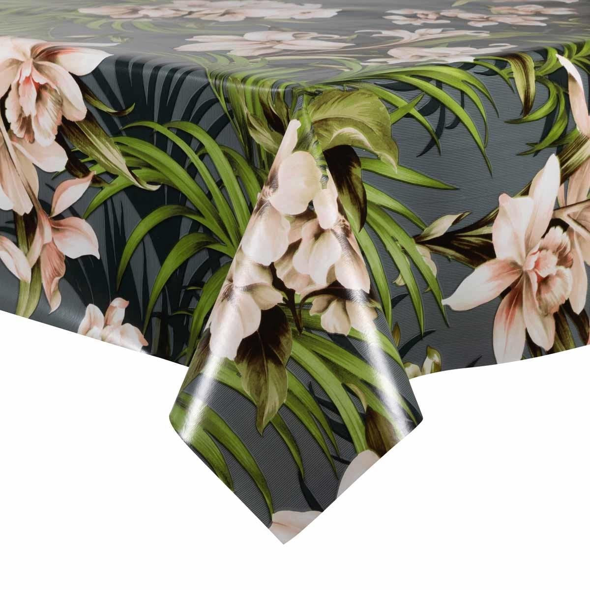MixMamas Tafelzeil - 140 x 250 cm - Hibiscus - Petrol Blauw