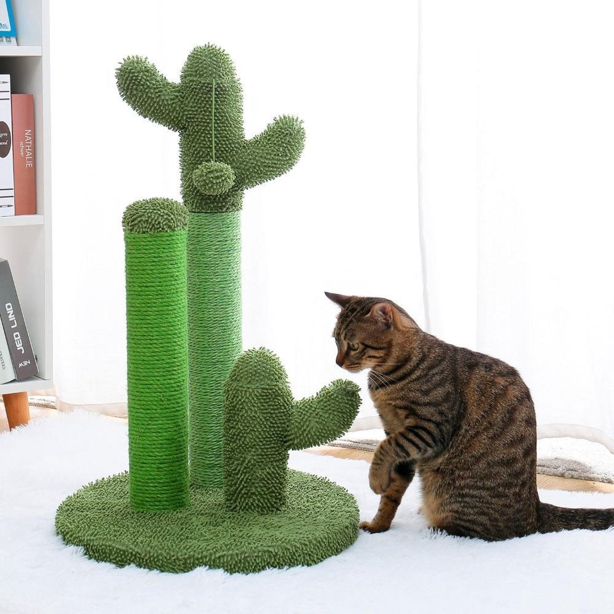 Baymate Leuke Cactus Huisdier Krabpaal Speelgoed met Bal Krabpalen voor Katten Kitten Klimmen Boom Kat Speelgoed Beschermen Meubels MT0066GN M