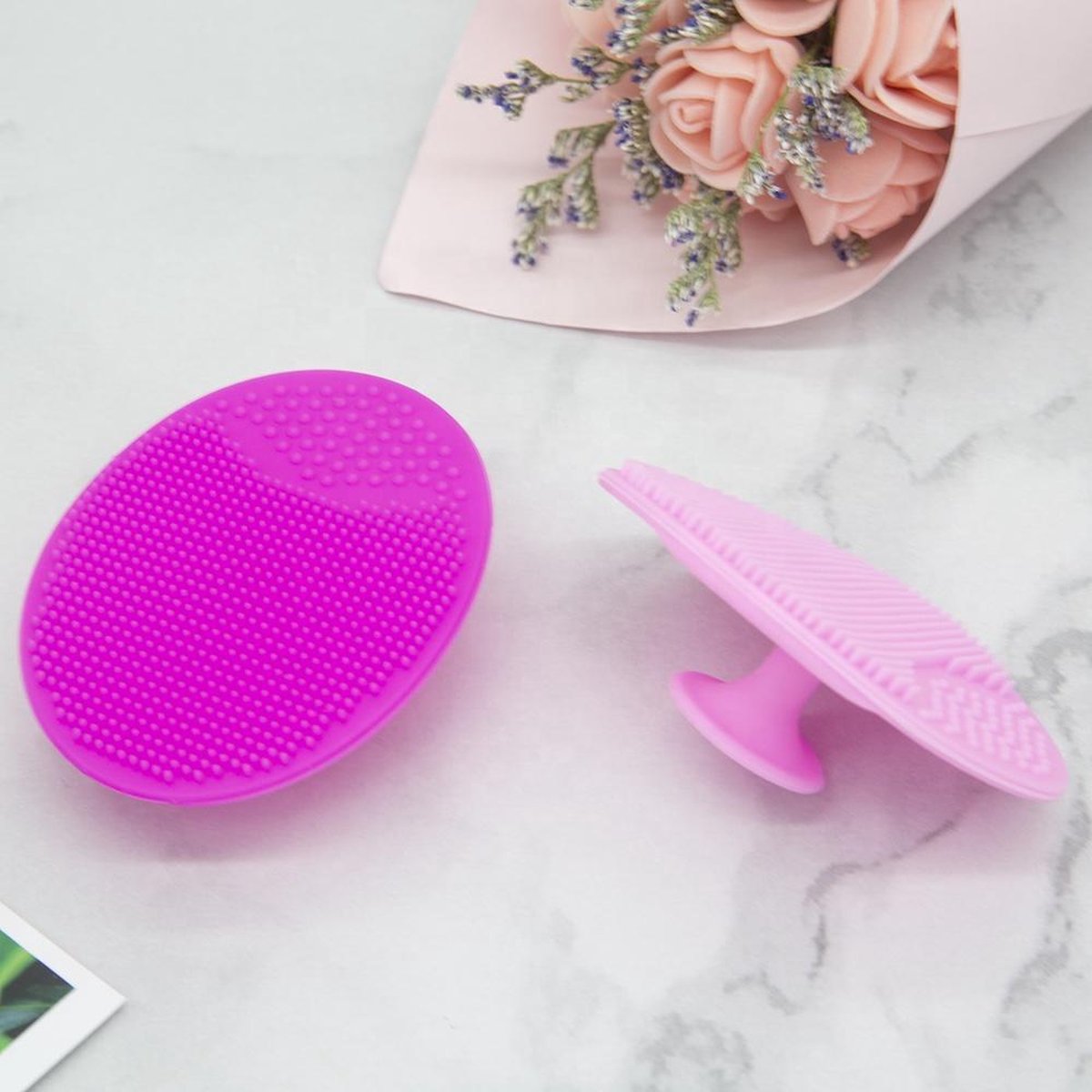 Gezichtsborstel - Siliconen gezichtsreinigingsborstel - Daily Scrubber - Huidverzorgingsbrush -  Anti-acne  - Roze (1 stuk)