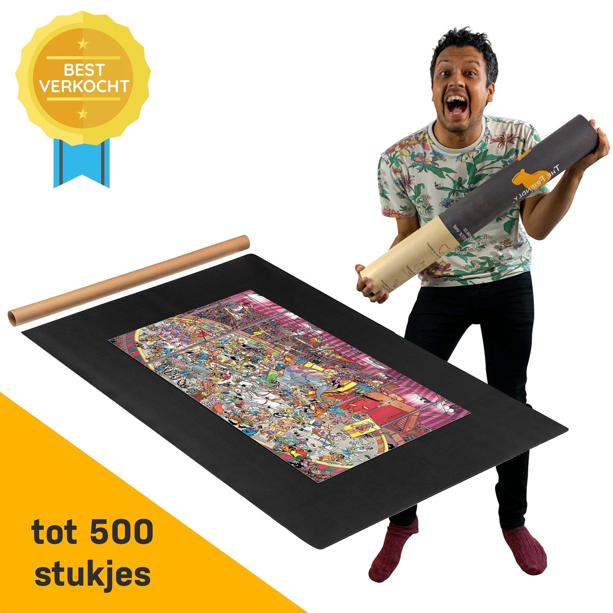 Puzzelmat 500 stukjes Legpuzzels - Puzzelkleed Oprolbaar & Puzzel Opbergsysteem - Kwaliteit Antislip Puzzelbord met Puzzelrol - 60x80cm