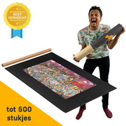 Puzzelmat 500 stukjes Legpuzzels - Puzzelkleed Oprolbaar & Puzzel Opbergsysteem - Kwaliteit Antislip Puzzelbord met Puzzelrol - 60x80cm