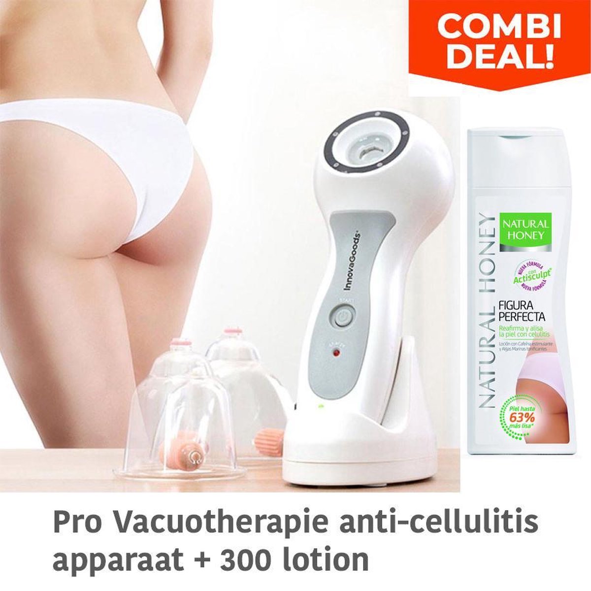 ✅ COMBI PACK : Pro Vacuotherapie anti-cellulitis apparaat - Gemakkelijk een strakke huid +300ml Lotion