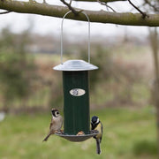 Vogelvoedersilo voor zaad in metaal - groen  - set van 4 stuks