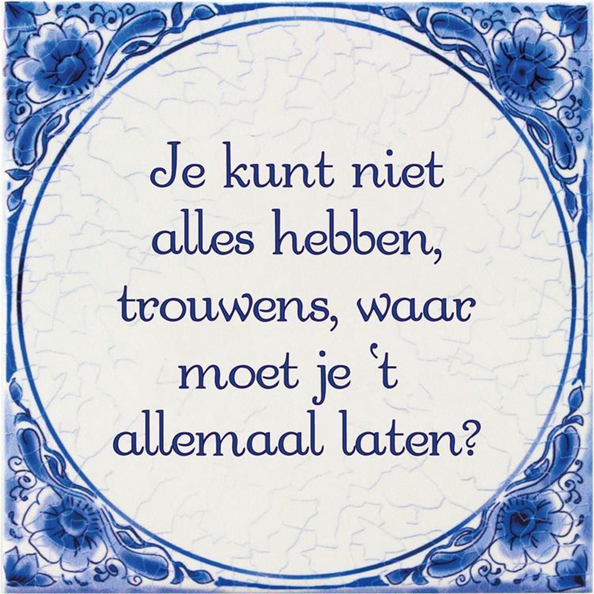 Benza - Delfts Blauwe Spreukentegel - Je kunt niet alles hebben
