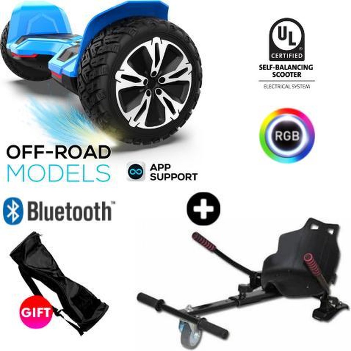 Gyroor | G2 | Hoverboard met Hoverkart |8.5 Inch Wielen | Oxboard | Elektrische Step Alternatief | Blauw