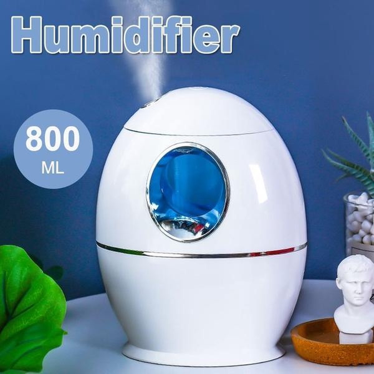 800ml ultrasone luchtbevochtiger | USB | geurverspreider | etherische olie | Aroma therapie | 7 Kleuren LED Nacht lamp | Wit