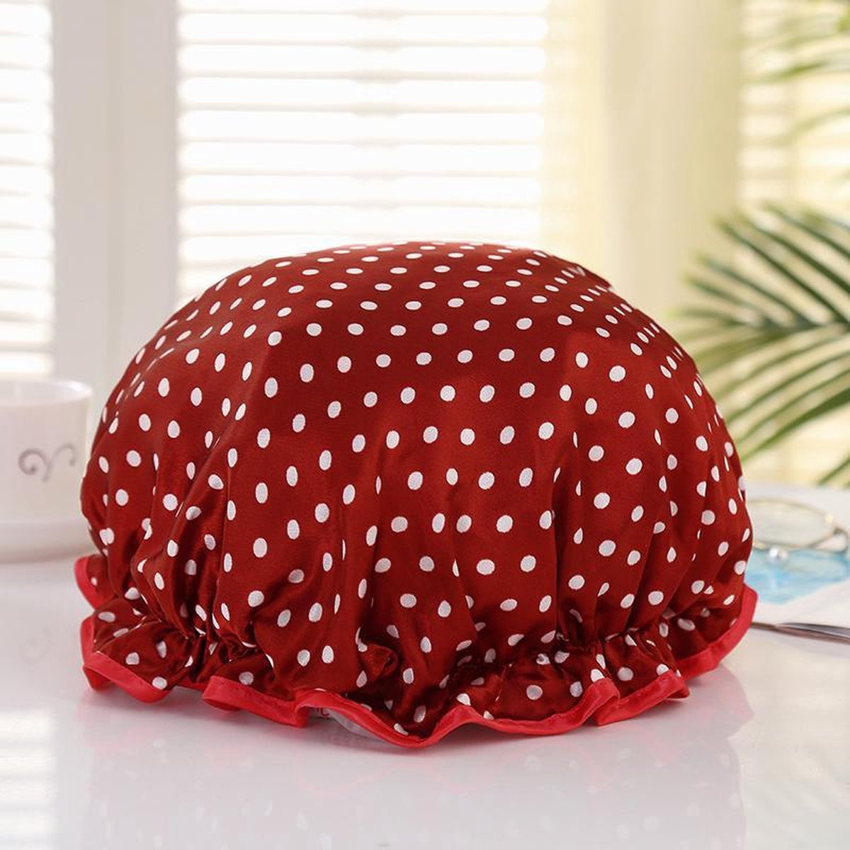 Afabs® XL Extra grote Douchemuts / Shower cap / Douchekapje / Douchecap voor vol haar / krullen / afro - Rood met stippen