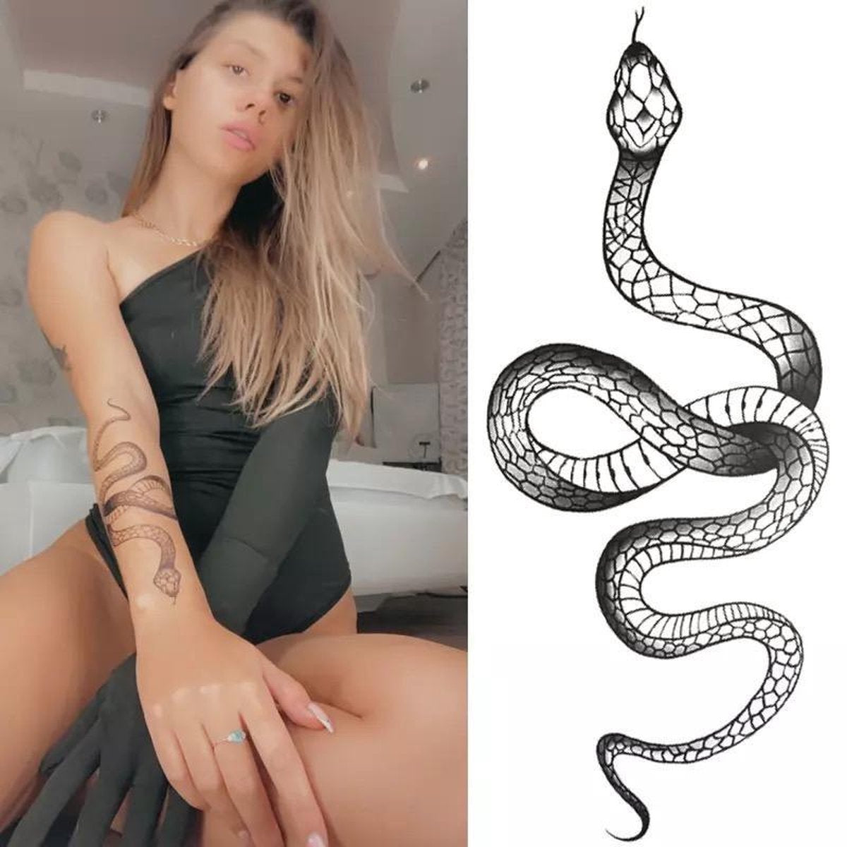 Slang Tatoeage | Tijdelijke Tattoos | Nep Tatoeage | Dames Tatoeage | Temporarty Tattoo | Fake Snake Tattoo | Langdurige Nep Tattoo