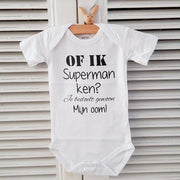 Baby Rompertje met leuke tekst zwangerschap aankondiging - announcement hallo |  Of ik superman ken? Je bedoelt gewoon mijn oom | korte mouw | wit zwart | maat 74/80 | cadeau