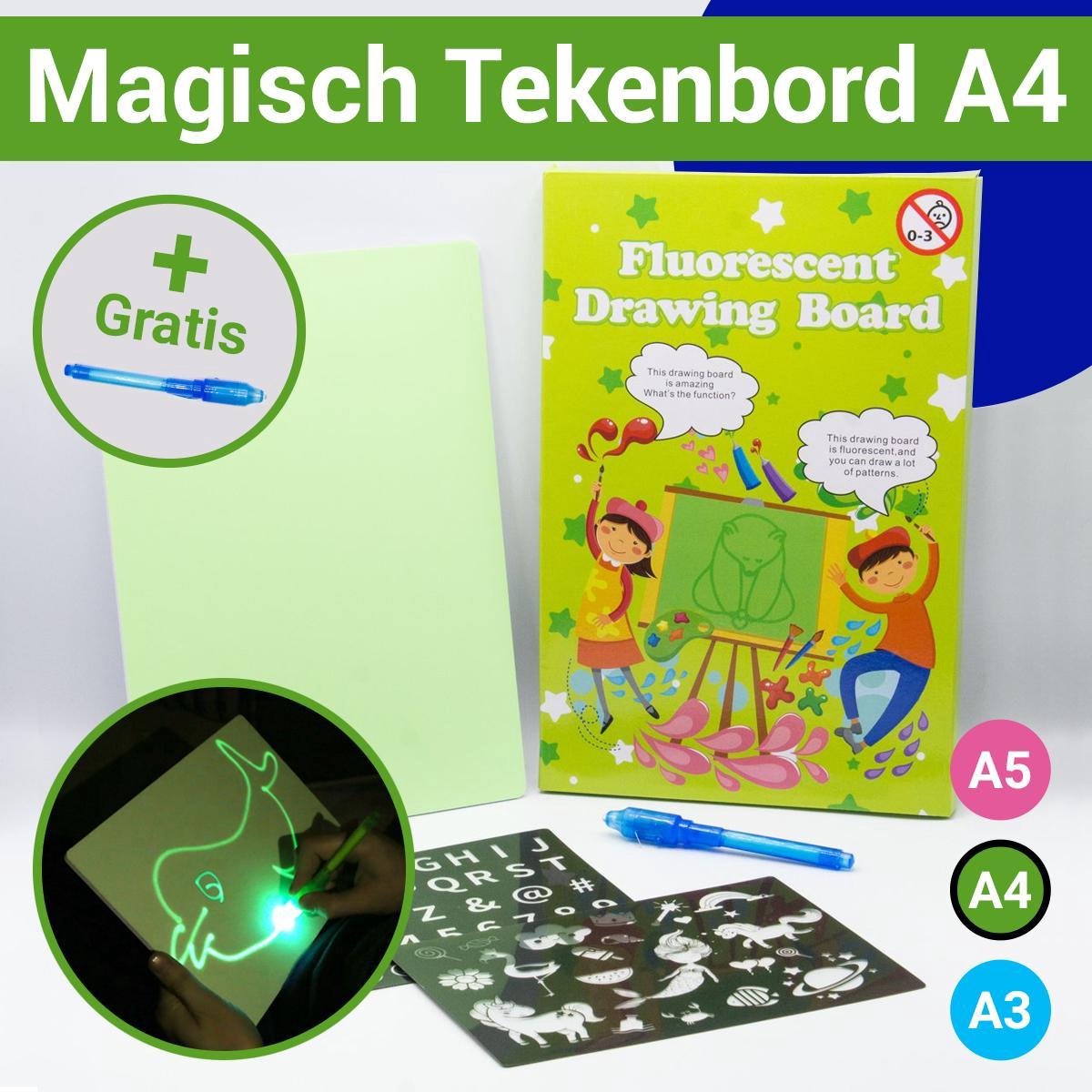 Magisch Tekenbord Kinderen "A4" - Speelgoed Meisjes & Jongens - Schrijfbord - Glow in the Dark - Tekenen