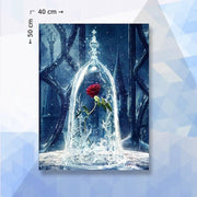 Diamond Painting pakket Roos in Stolp - Belle & Het Beest - Disney - ronde steentjes - 40 x 50 cm