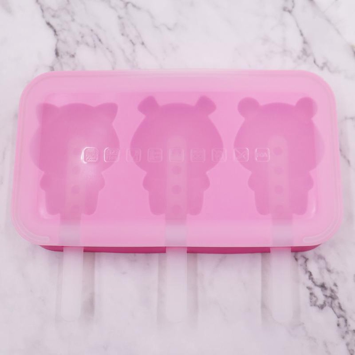 Itagala Ijsvormpjes Pig & Bears | kleur roze | 3 in 1 Ijslollymaker | trendy en leuke Ijsjesvormpjes