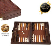 Leatherette Braided Straw Backgammon spel - in donker Bruin - 20x30cm  Top Kwaliteit