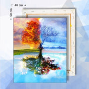 Schilderen op nummer pakket Seizoenen Boom - 40 x 50 cm - met frame