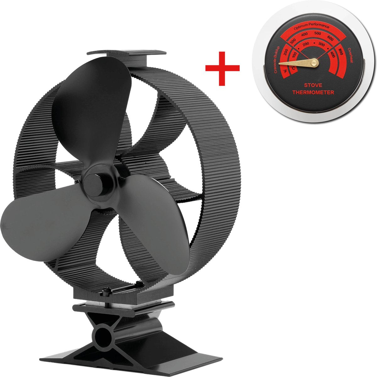 LotaHome®- Houtkachelventilator - Haardventilator -  Ecofan - COMBI DEAL - Inclusief Thermometer - Kachelventilator - Houtkachel Warmte Verspreider – Duurzaam - Fluisterstil