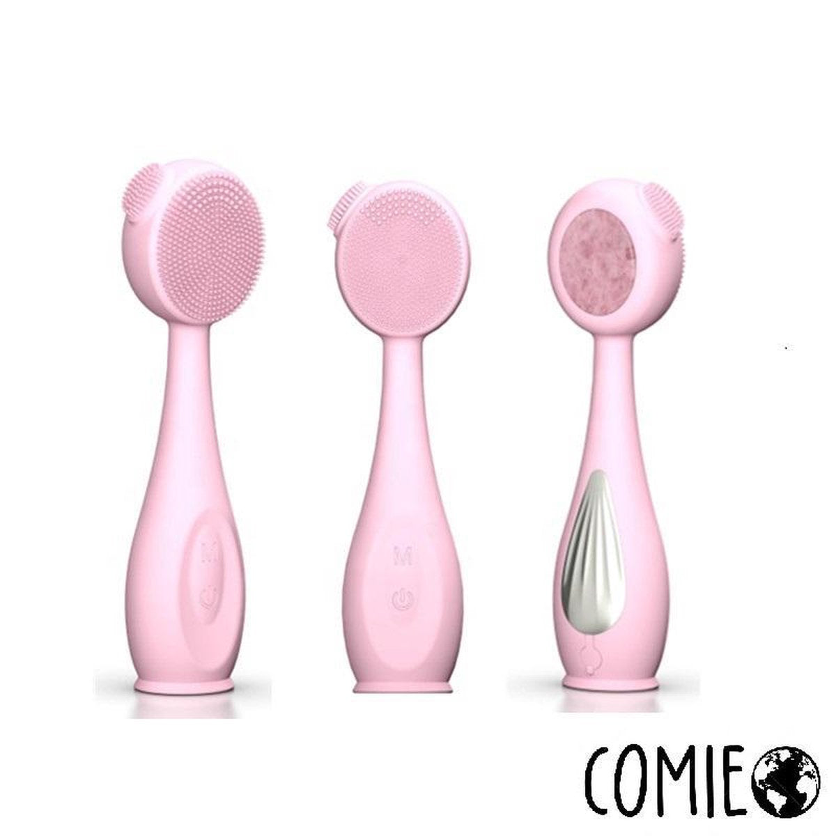 Comie Elektrische Gezichtsborstel - Jade Steen Massage Functie - 5 Standen - Gratis opberghoes - Roze