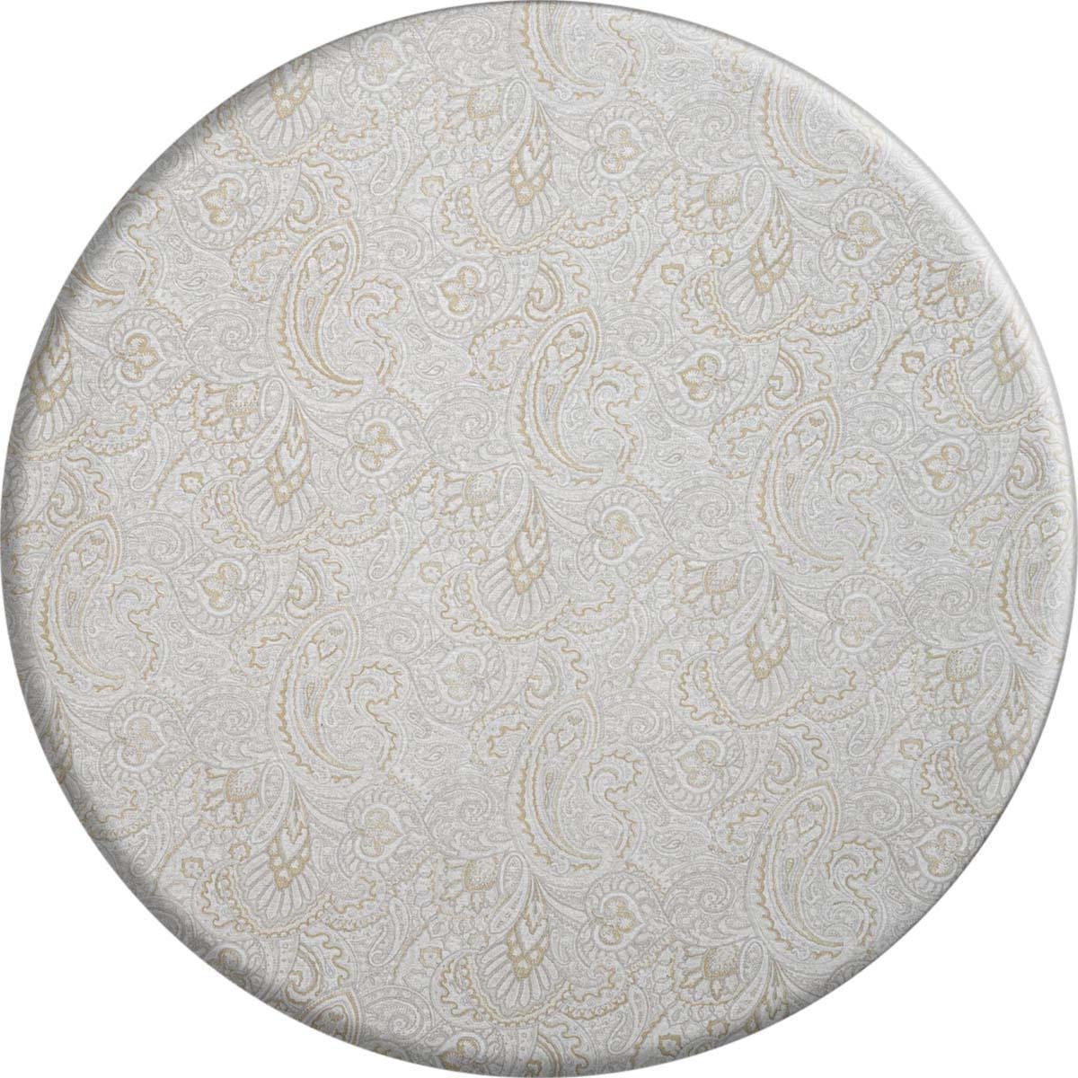 MixMamas Rond Tafelkleed Gecoat - Ø 140 cm - Paisley - Beige