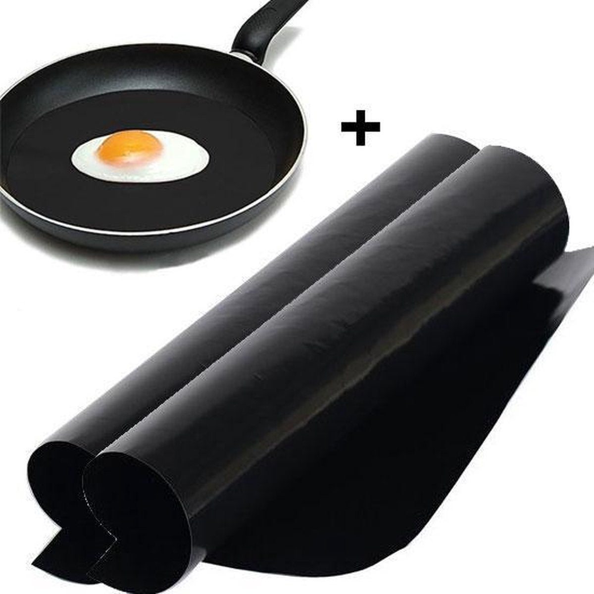 2 x Herbruikbare bakmatten + 2 x bakmatten rond anti-aanbak folie voor koekenpannen - BBQ - Barbecuemat - ovenmat