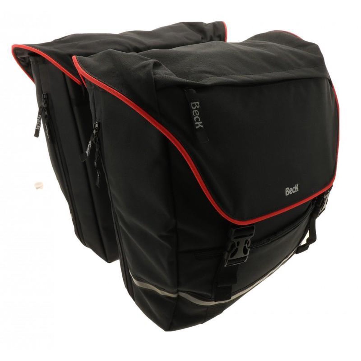 Beck SPRTV XL rode bies Dubbele Fietstas 40 L - Fiets tas zwart/rood