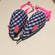 Speelmuis Blauw Wit Geblokt met belletje | 2 stuks