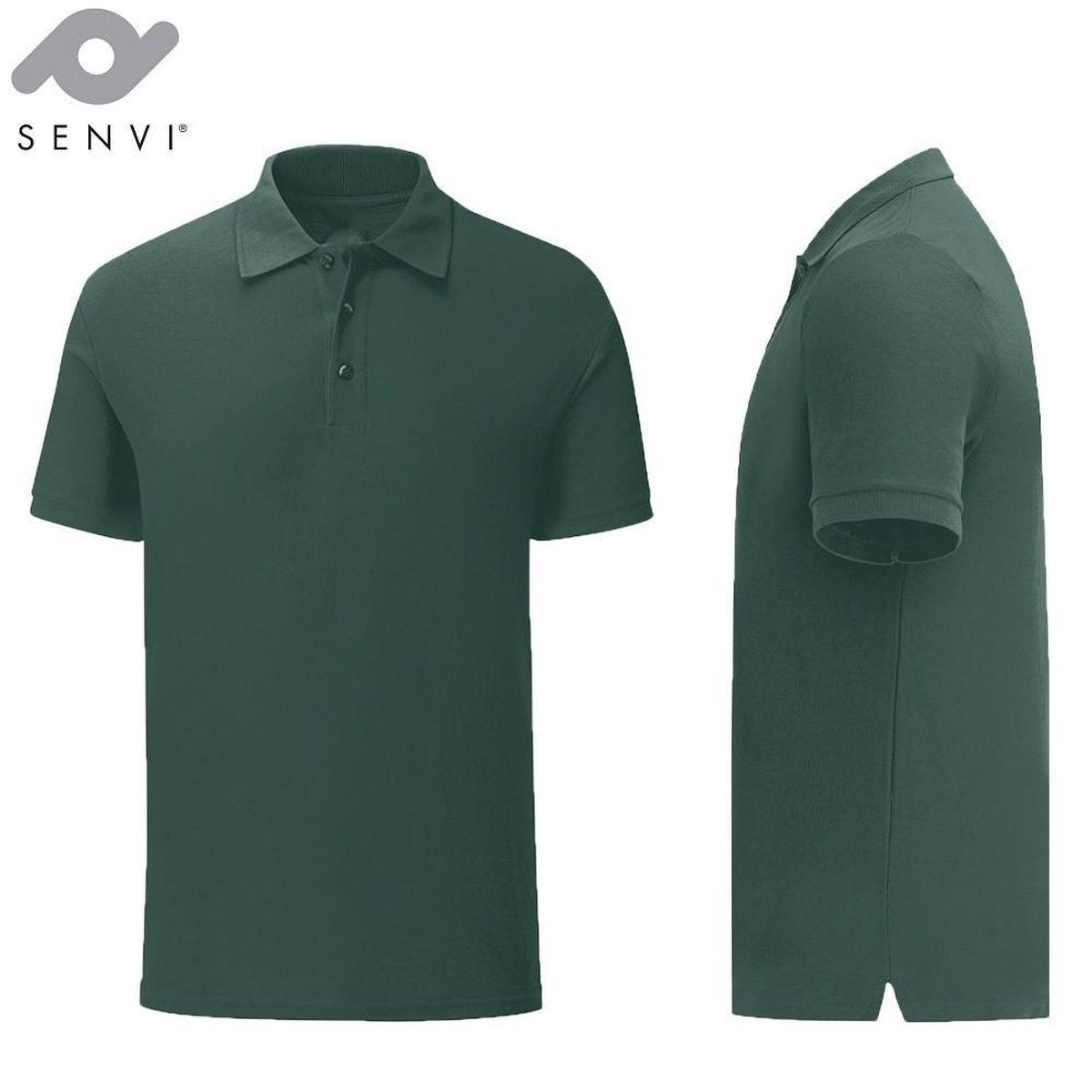 Senvi Getailleerde Polo zacht aanvoelend Kleur donker groen - Maat M