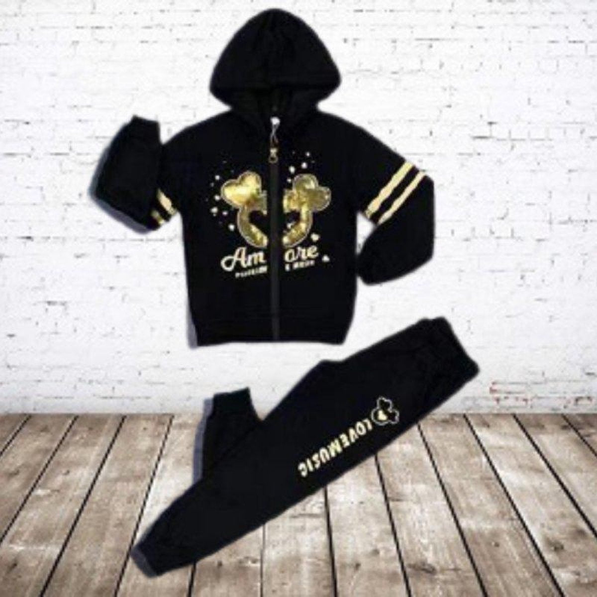 Joggingpak Music zwart goud - 110/116